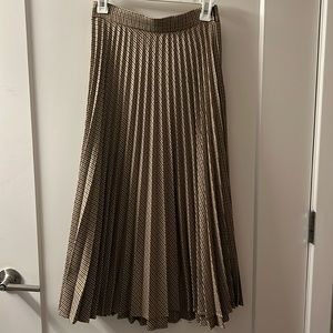 Brown Houndstooth pleated midi skirt
